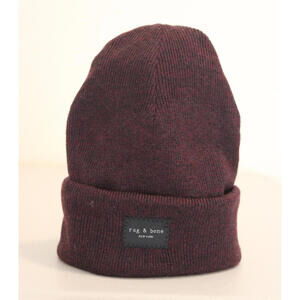 Rag & Bone Addison Beanie Winter Hat Wine/ Burgundy color Wool Blend